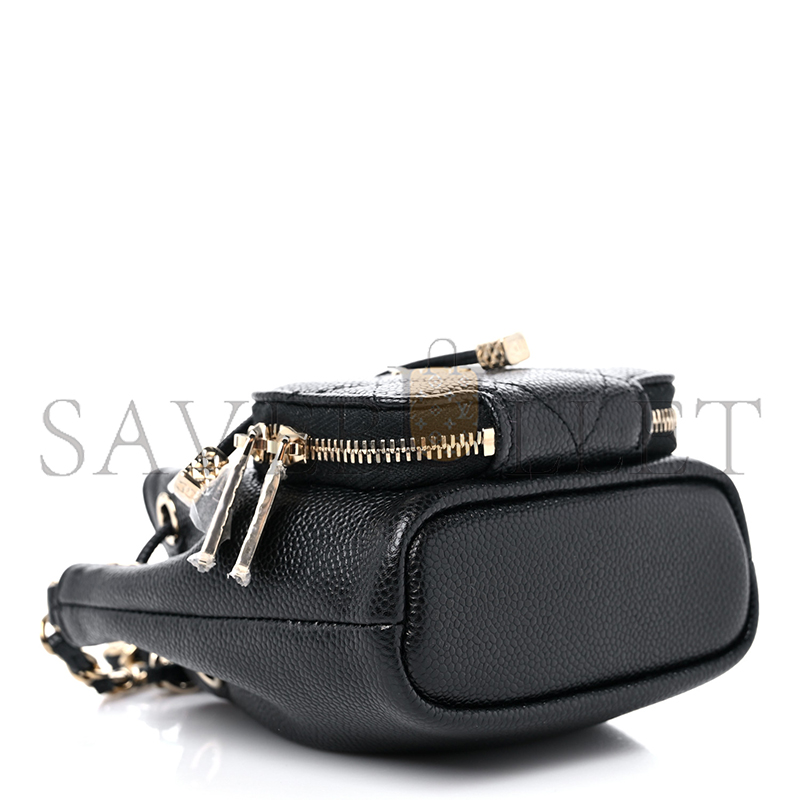 CHANEL CAVIAR QUILTED MINI CC POCKET BUCKET BAG BLACK AP2913 (11*10*4cm)